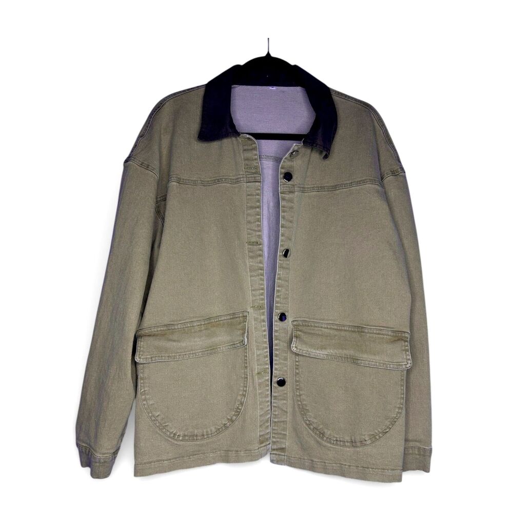 Womens Camel Barn Jacket Sz M Oversized Cotton Chore Farmcore Neutral Utility